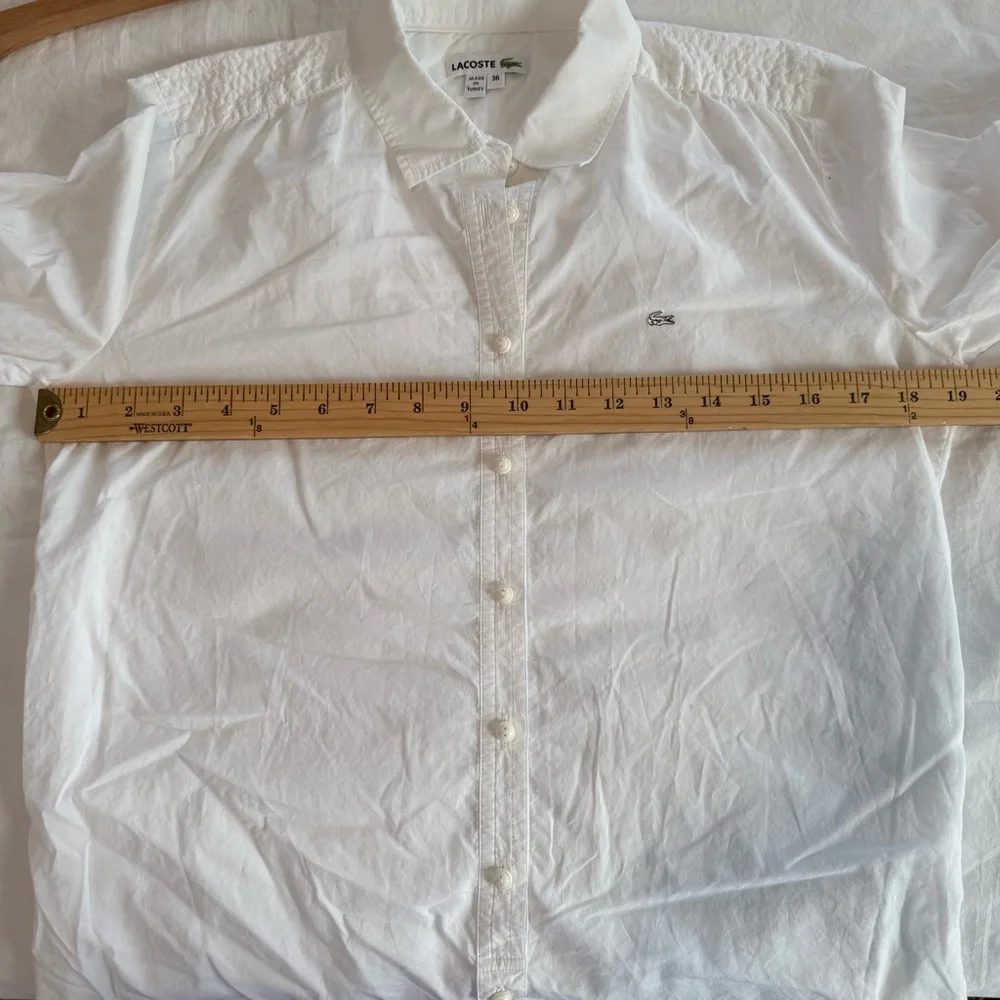 Lacoste Classic White Button-Up Tunic with Belt, Size 36 (S), 100% Cotton - Picture 11 of 14